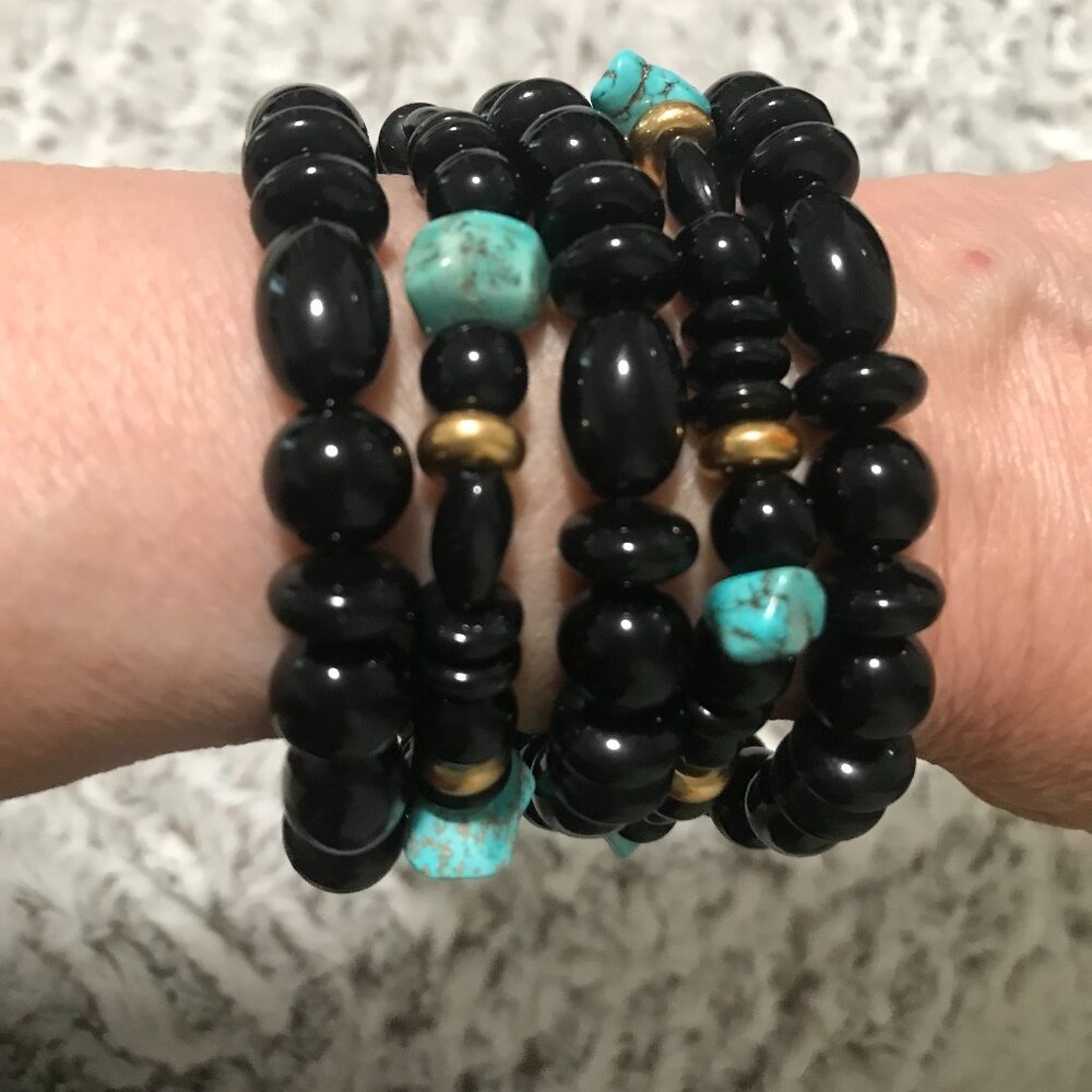 Chico's Black Acrylic and Faux Turquoise Necklace and Bracelet - Picture 8 of 8